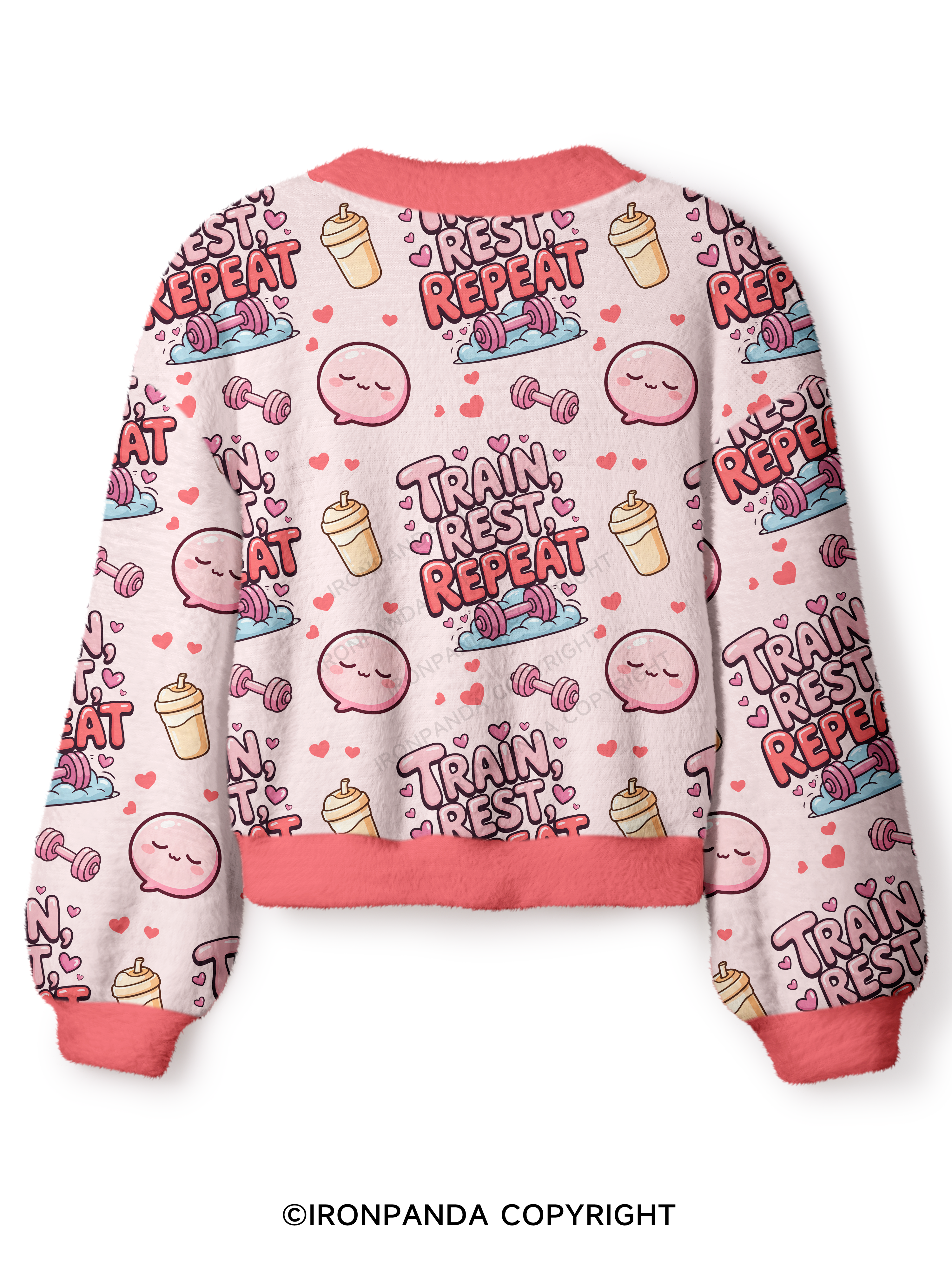 TRAIN, REST, REPEAT Crop Ugly Cardigan Sweater