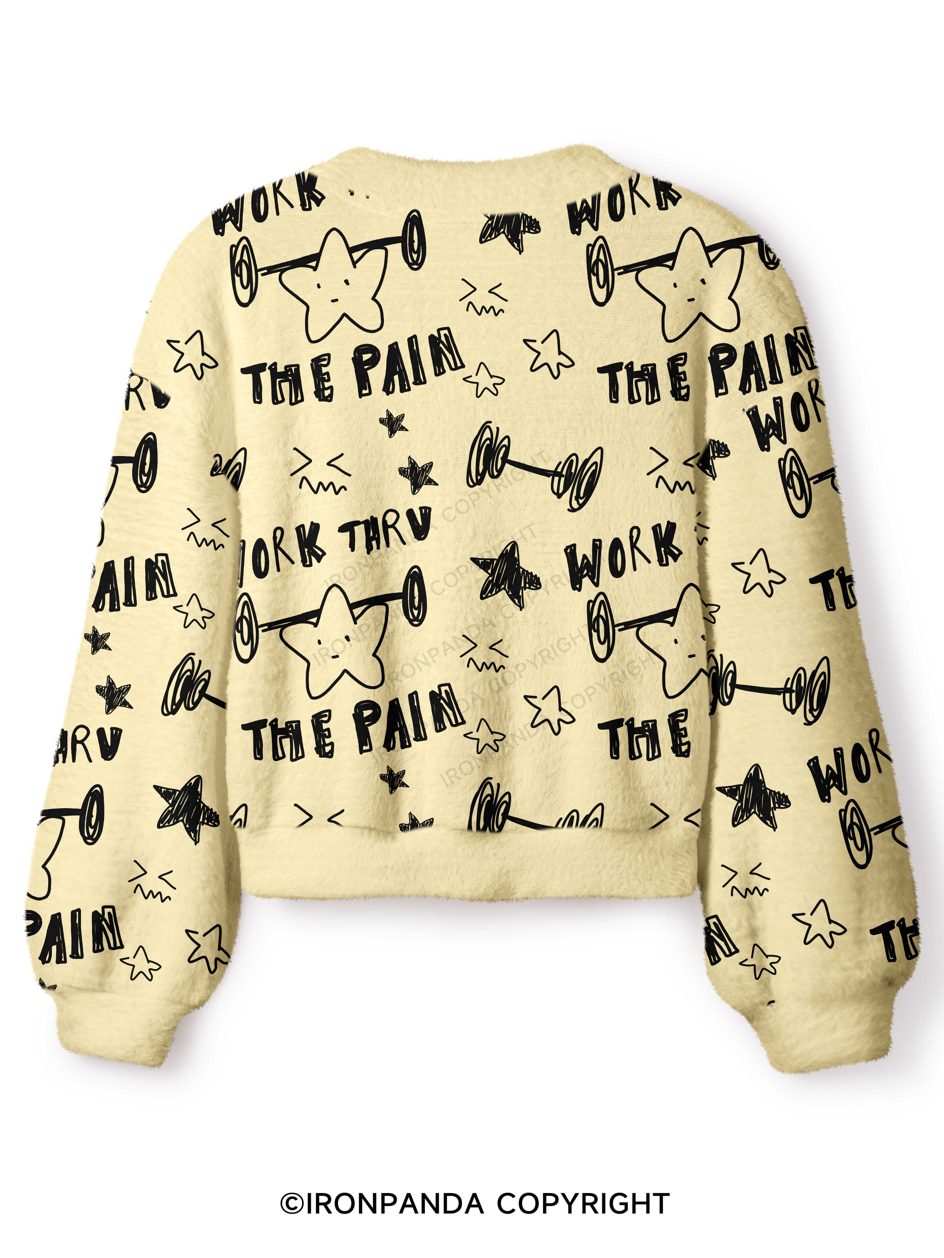 WORK THROUGH THE PAIN Crop Ugly Cardigan Sweater