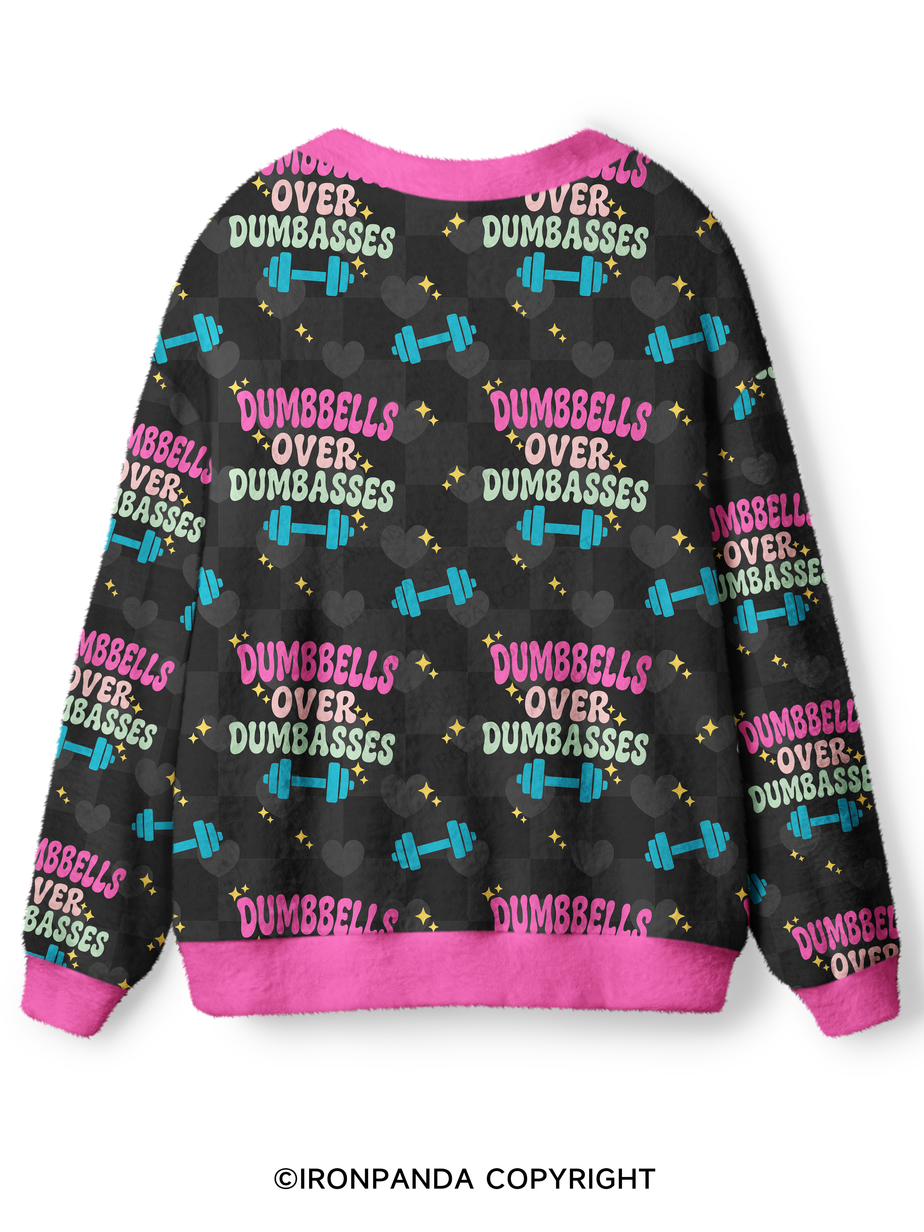 DUMBBELLS OVER DUMBASSES Ugly Cardigan Sweater