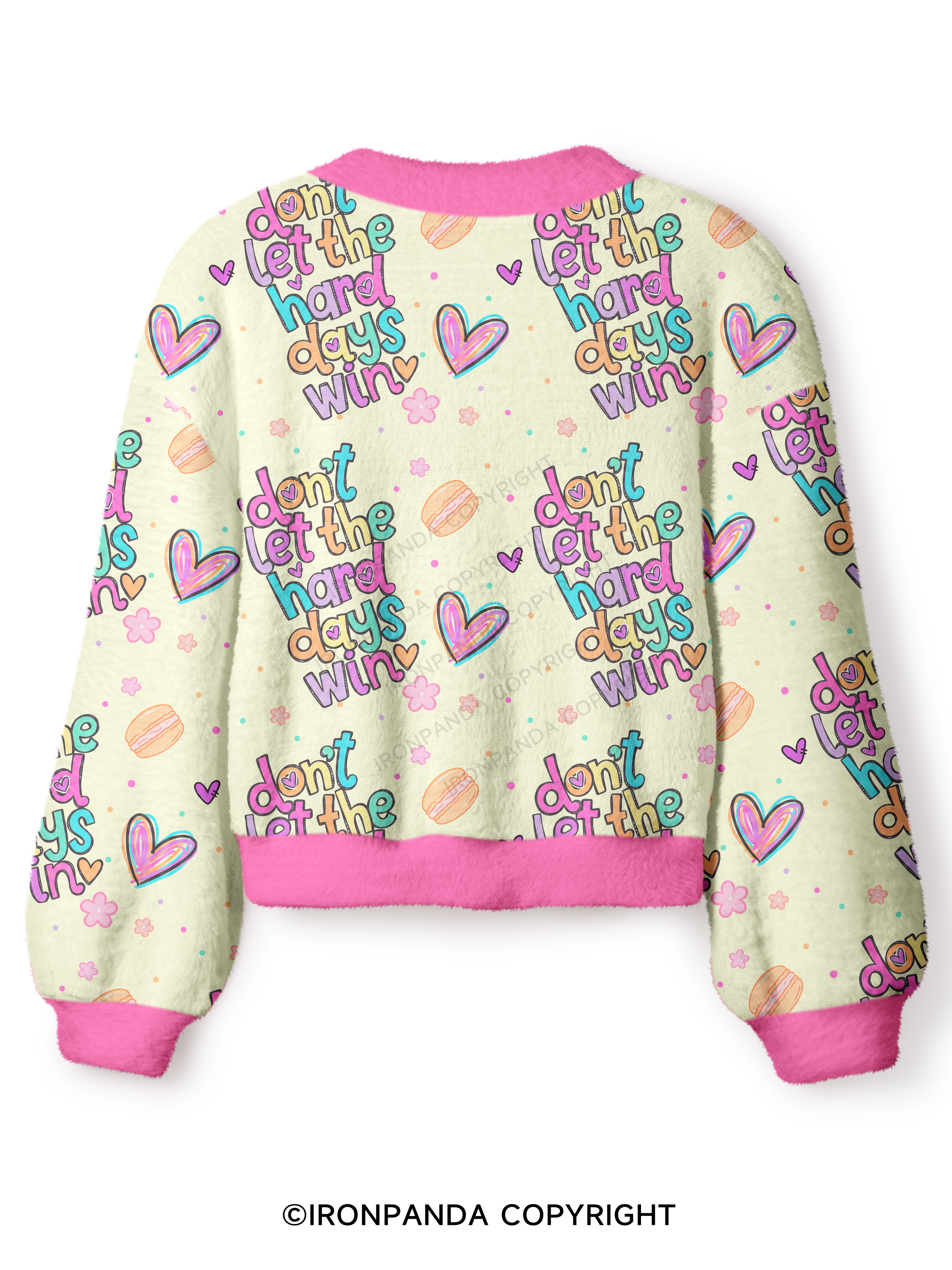 DON'T LET THE HARD DAYS WIN Crop Ugly Cardigan Sweater