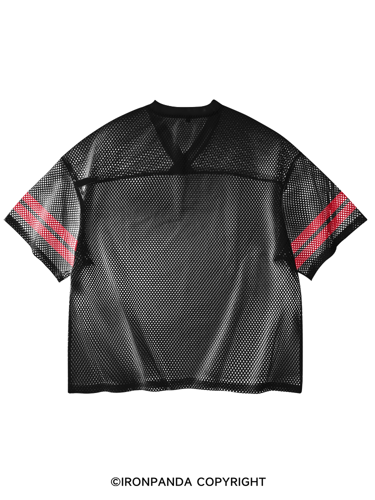 Exercise Bear V-Neck Open Hole Mesh Top