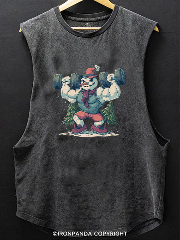 FUNNY GYM SNOWMAN Scoop Bottom Cotton Tank