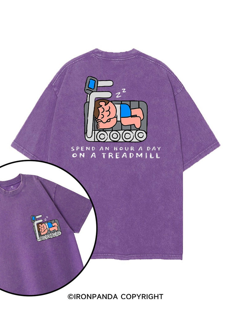 SPEND AN HOUR A DAY ON A TREADMILL printed Gym Shirt