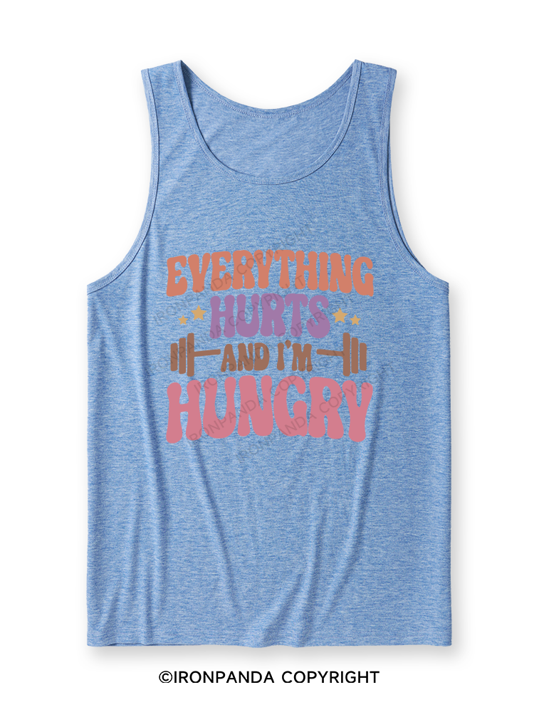 Everything Hurts and I'm Hungry Letter Ultra Soft Heather Tank