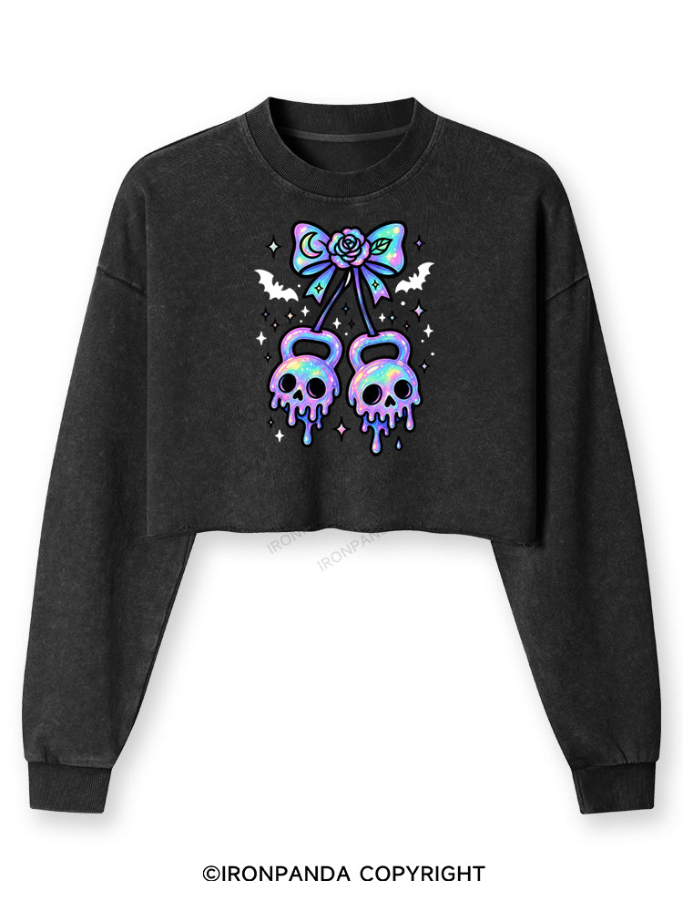 GHOST DRIP KETTLEBELLS Washed Long-Sleeve Crop Top