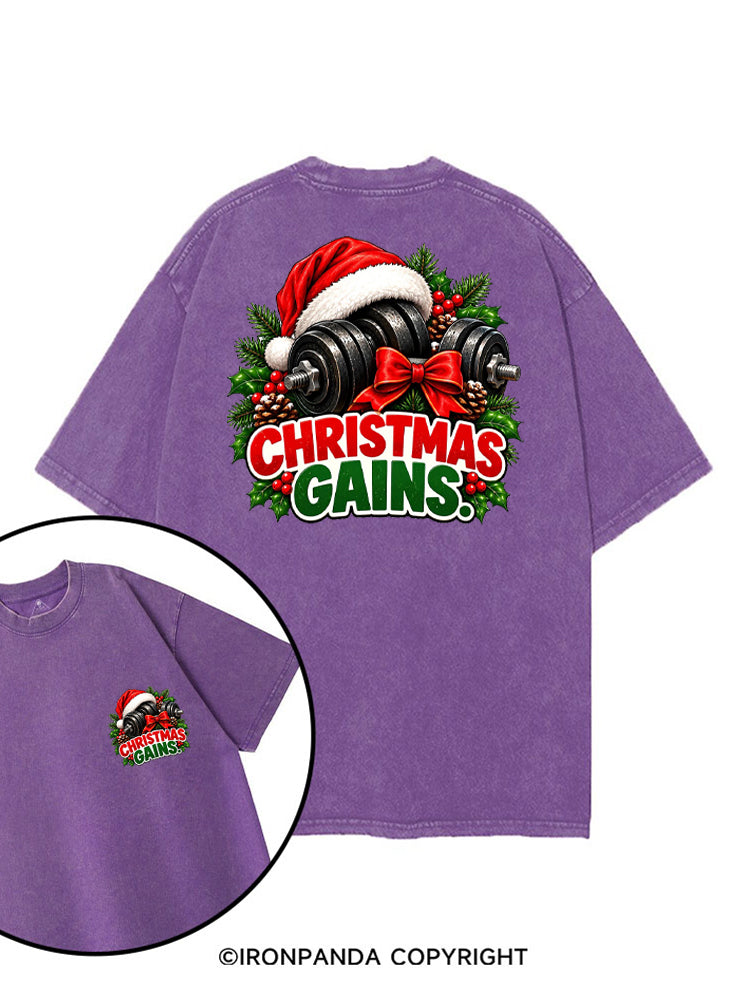 CHRISTMAS GAINS MERRY LIFTMAS printed Gym Shirt