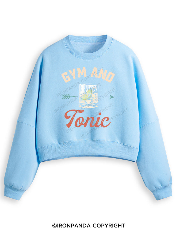 GYM AND TONIC GIN Fleece Crop Sweatshirt