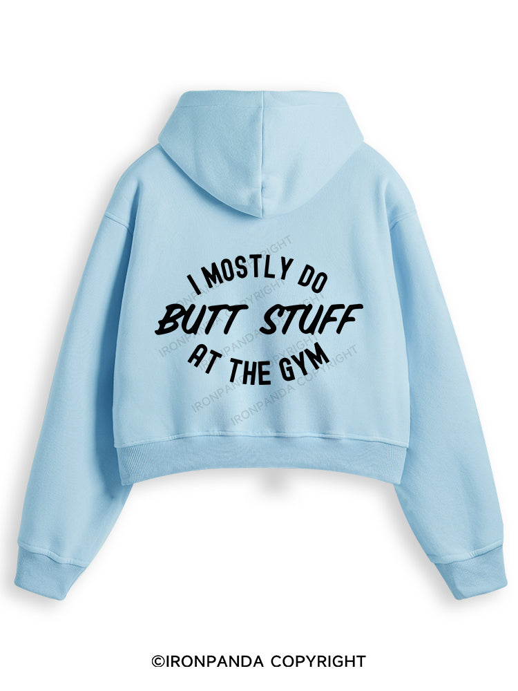 I ONLY DO BUTT STUFF Fleece Crop Zip Up Hoodie