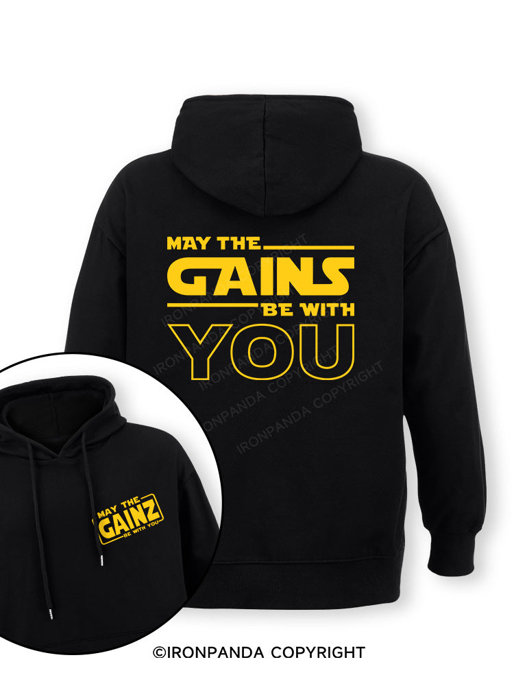 May the Gains Be With You Double-Sided Printed Classic Gym Hoodie