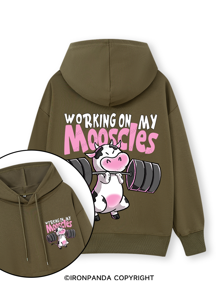 WORKING ON MY MOOSCLES Double-Sided Printed Classic Gym Hoodie