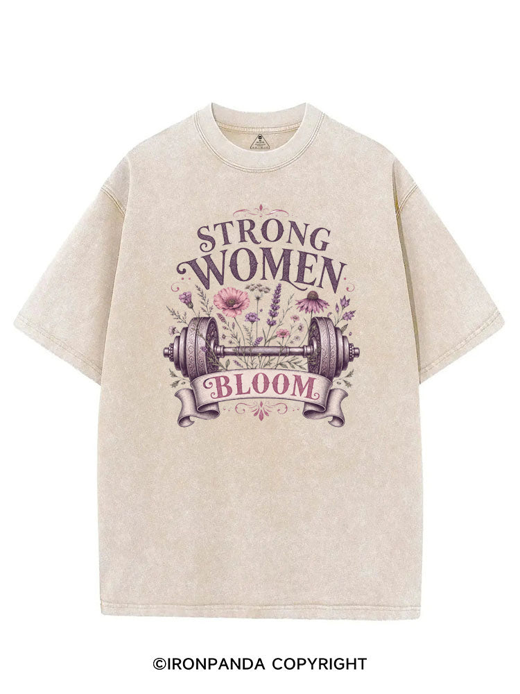 STRONG WOMEN BLOOM VINTAGE GYM SHIRT