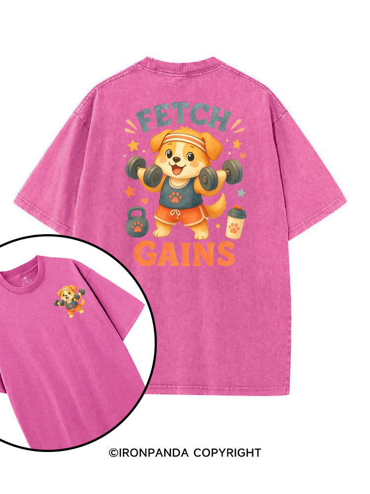 FETCH GAINS GYM DOG printed Gym Shirt