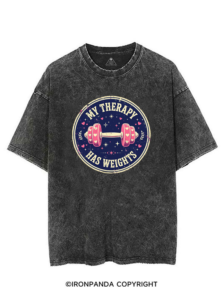 MY THERAPY HAS WEIGHTS VINTAGE GYM SHIRT