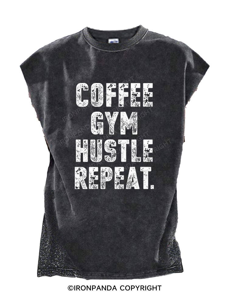 COFFEE GYM HUSTLE REPEAT Cut Off Tank
