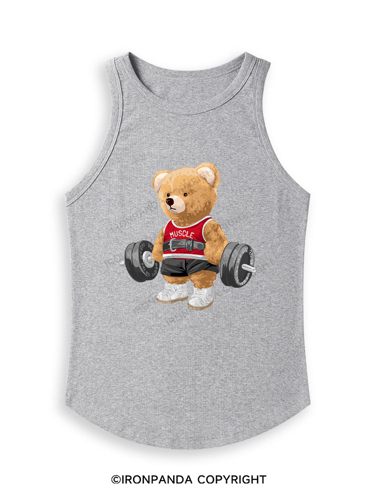 EXERCISE BEAR Fitted Tank Top