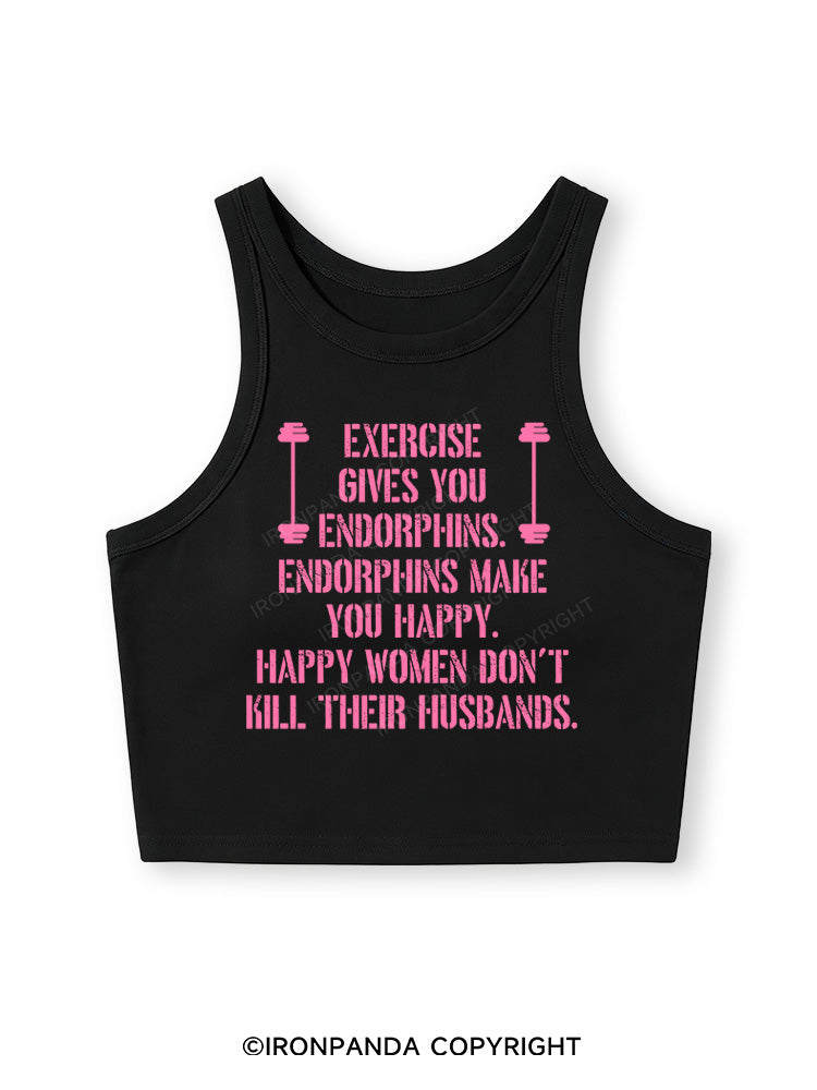 EXERCISE GIVES YOU ENDORPHINS PINK Fitted Crop Tank Top