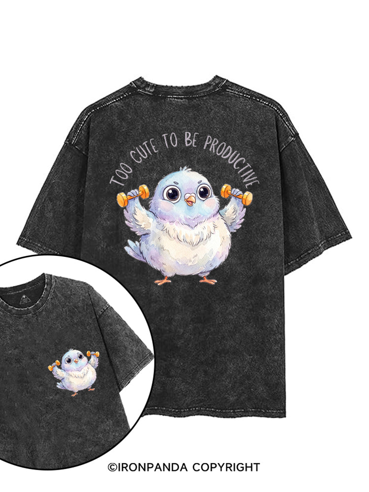 TOO CUTE TO BE PRODUCTIVE WORKOUT PIGEON printed Gym Shirt