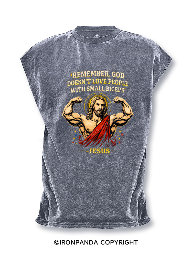 Funny Gym Jesus Small Biceps Cut Off Tank
