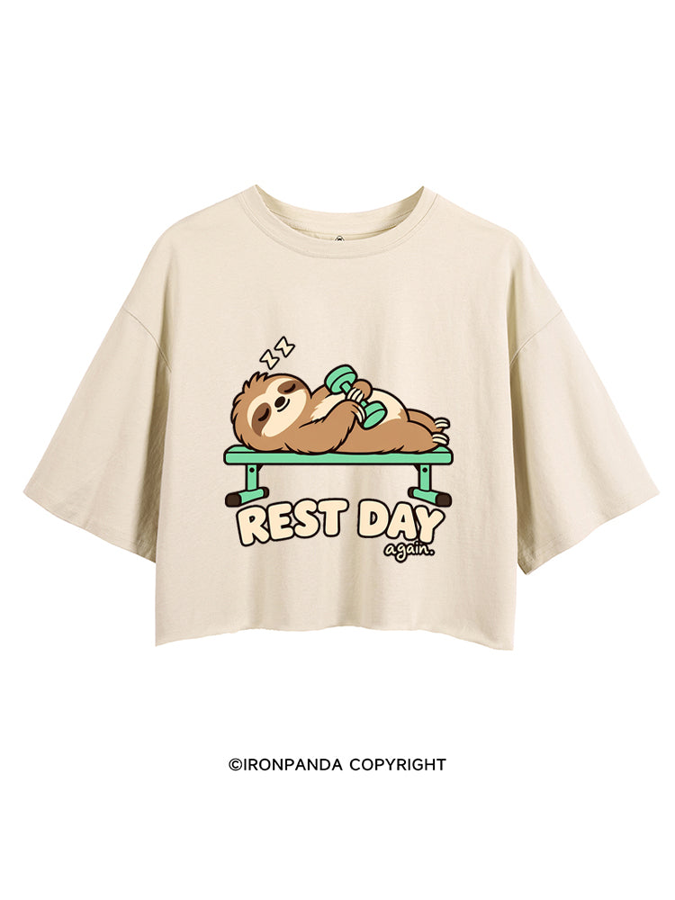 Rest Day Again Lazy Sloth CROP TOPS