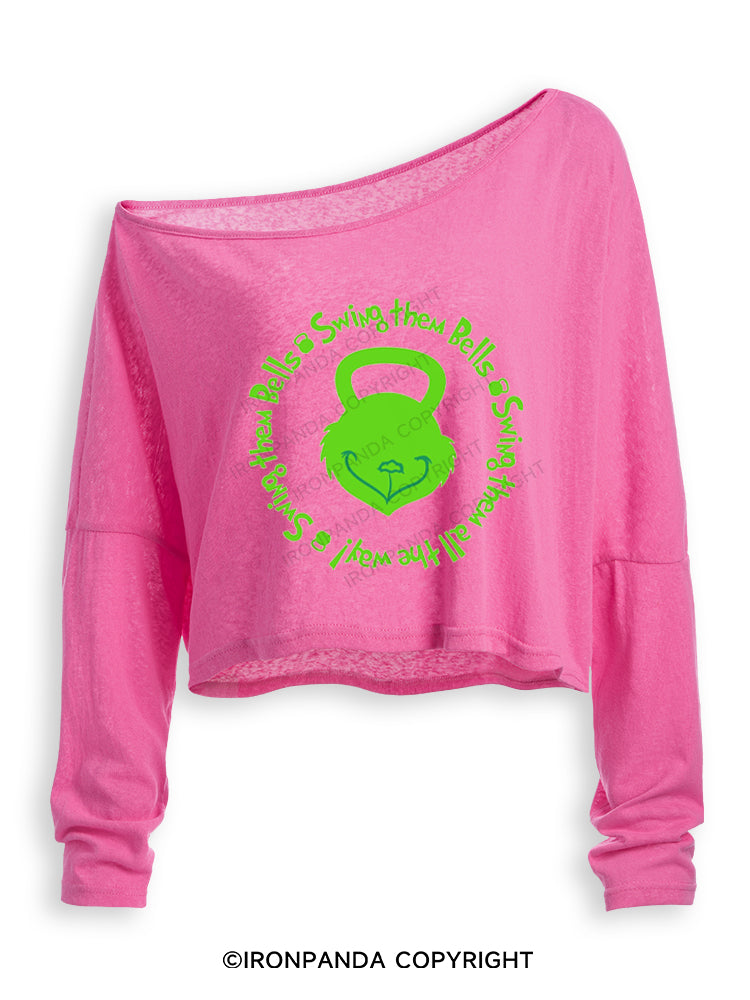 Swing them Bells, Swing them Bells, Swing them all the way Off Shoulder Long Sleeve Crop Top