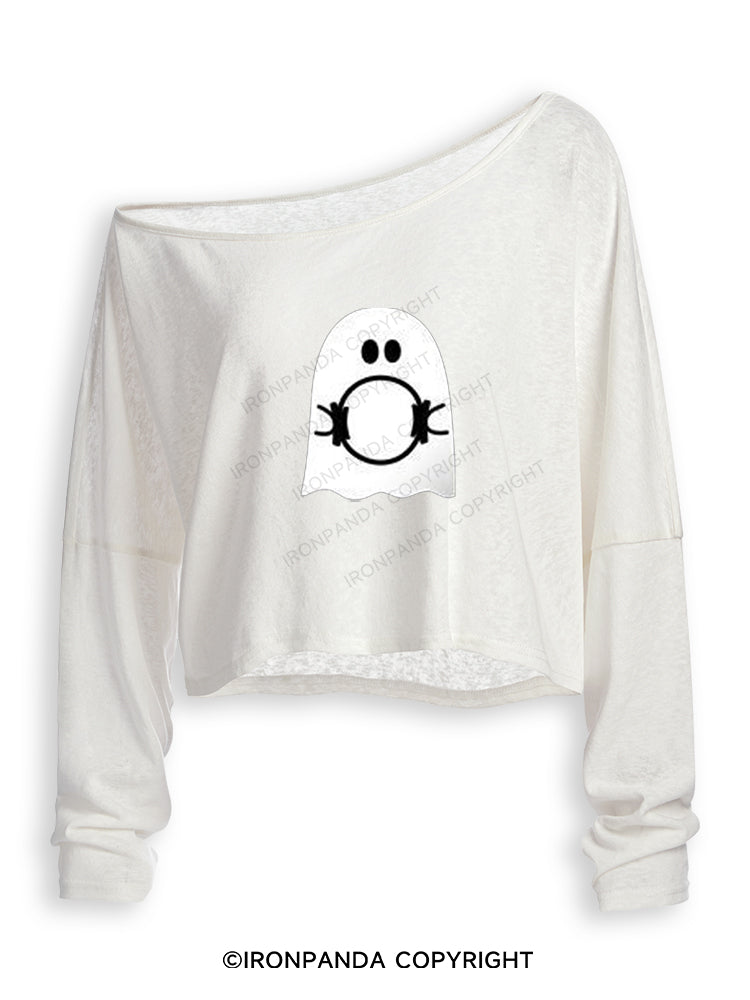 BOO-TIFUL PILATES Off Shoulder Long Sleeve Crop Top