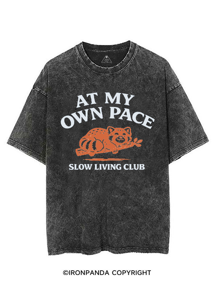 AT MY OWN PACE SLOW LIVING CLUB RACCOON VINTAGE GYM SHIRT