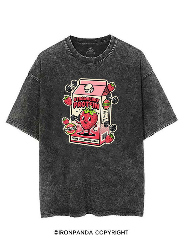 STRAWBERRY PROTEIN SHAKE WELL BEFORE CHAOS VINTAGE GYM SHIRT