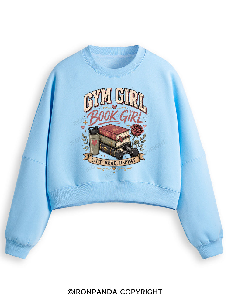 GYM GIRL BOOK GIRL Fleece Crop Sweatshirt