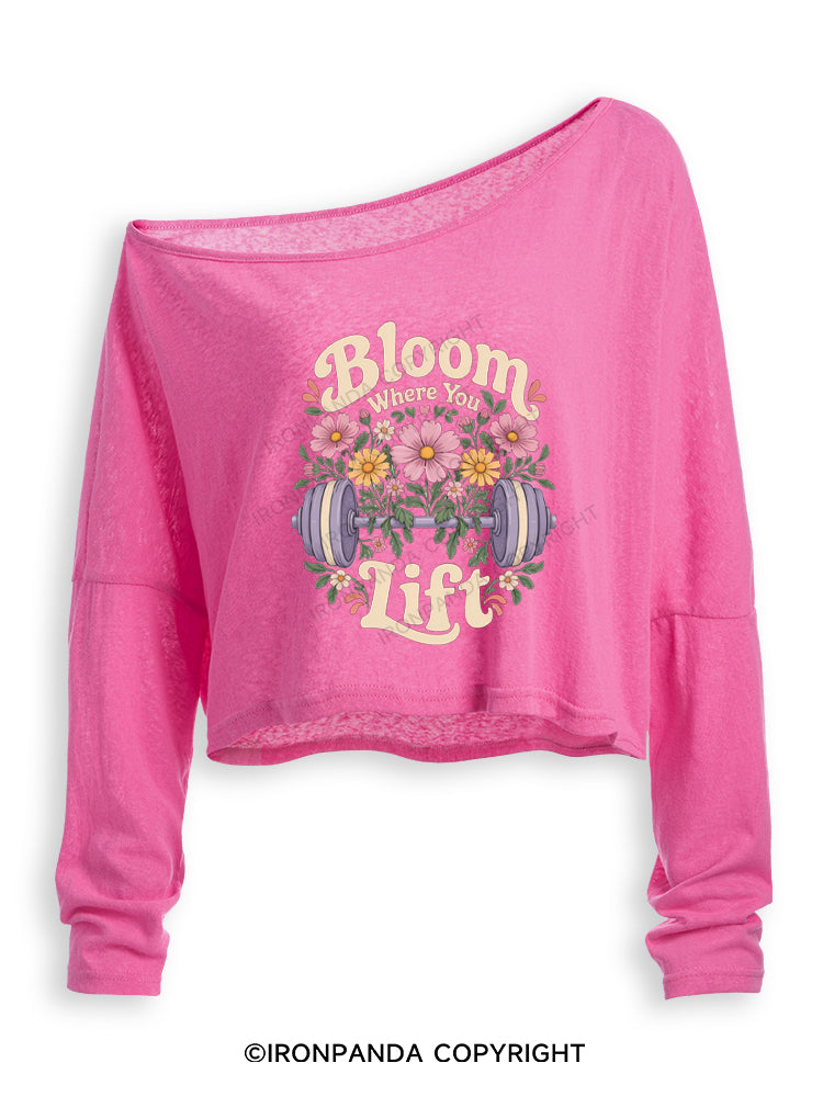 Bloom Where You Lift Off Shoulder Long Sleeve Crop Top