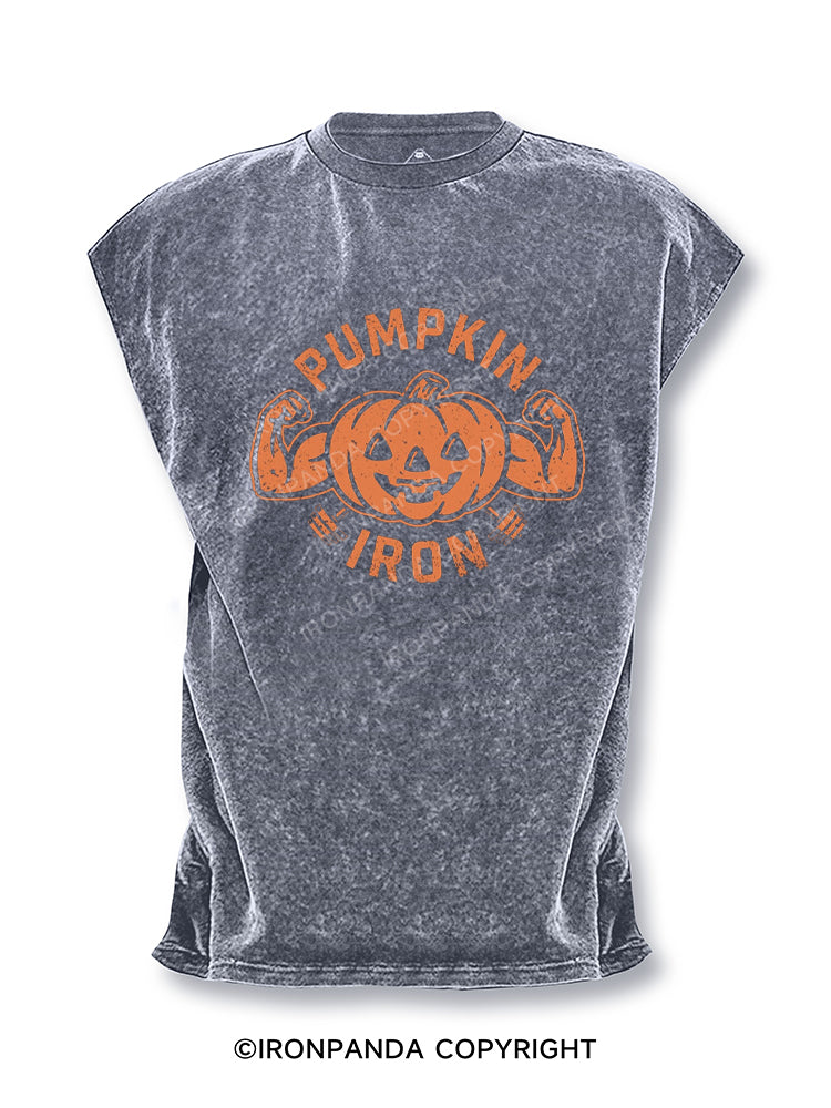 Pumpkin Iron Funny Cut Off Tank