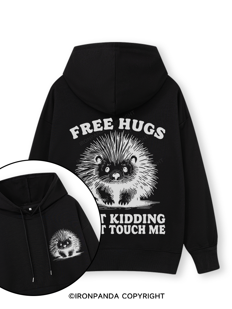 Free Hugs Just Kidding Don't Touch Me Lion Double-Sided Printed Classic Gym Hoodie
