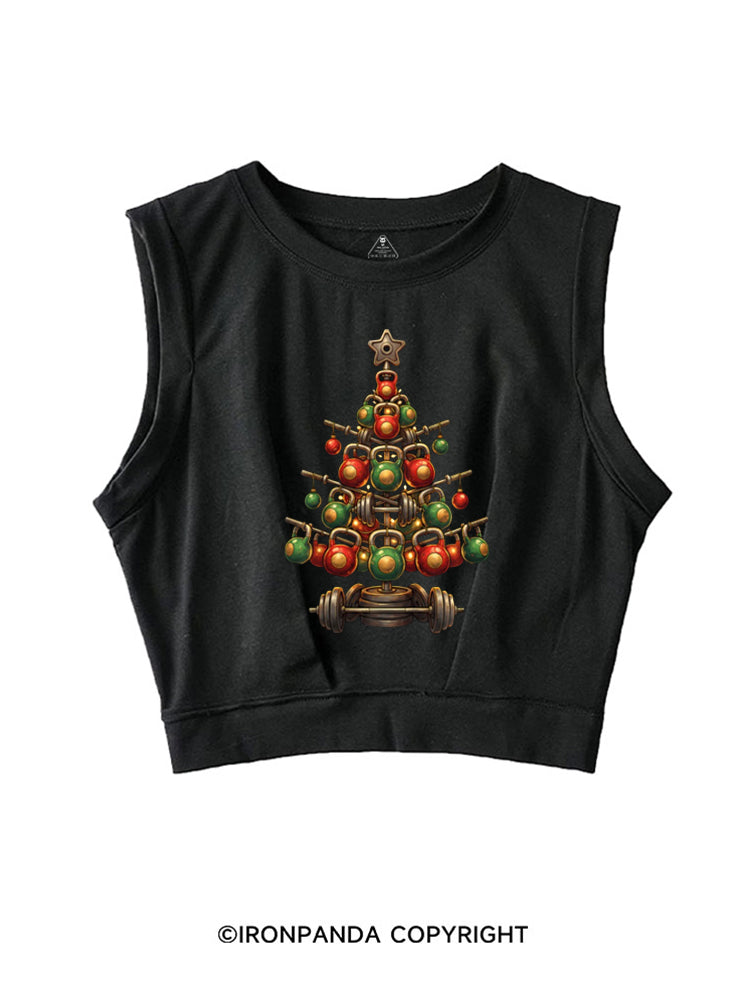 GYM LIFTMAS WORKOUT KETTLEBELL CHRISTMAS TREE SLEEVELESS CROP TOPS
