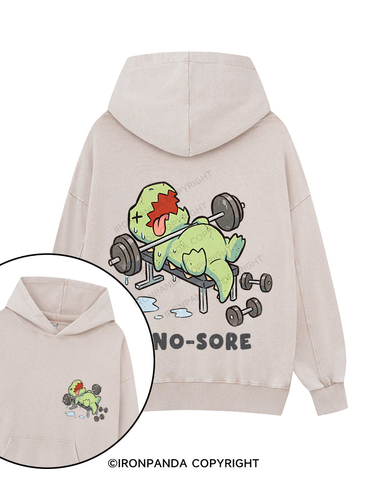 DINO-SORE FUNNY Printed Washed Gym Hoodie