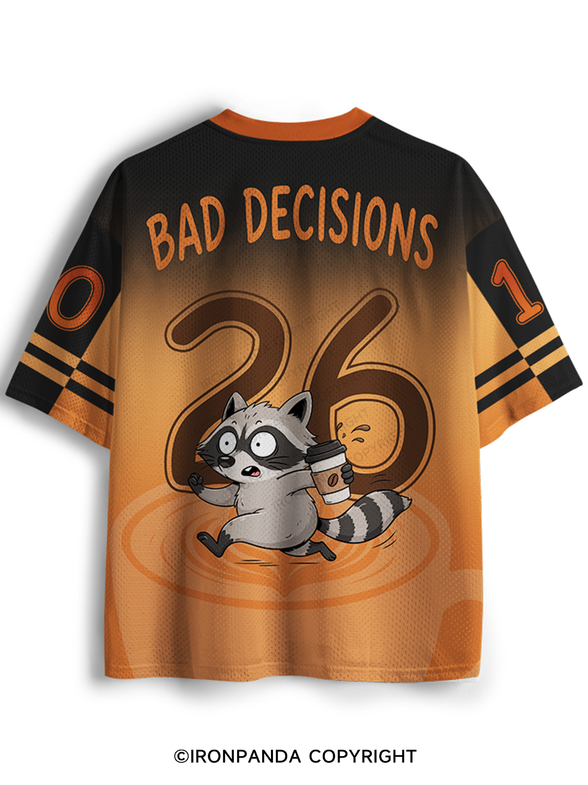 Running On Caffeine And Bad Decisions Funny Raccoon Mesh Jersey