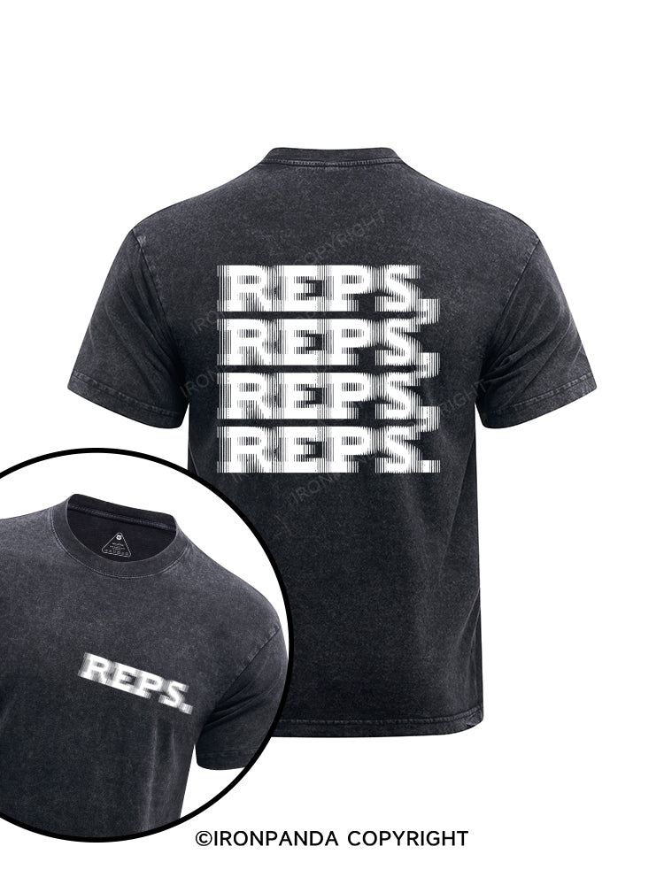 REPS, REPS, REPS. Printed Washed Gym Shirt
