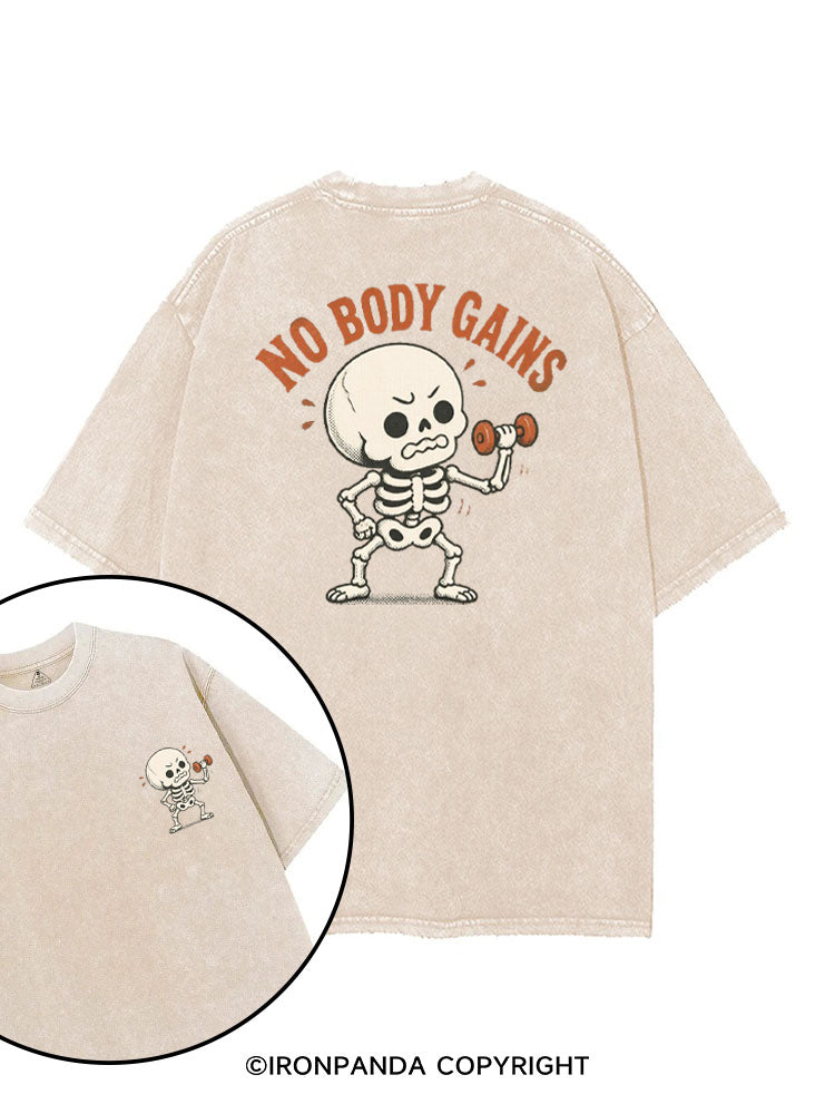 NO BODY GAINS SKELETON printed Gym Shirt