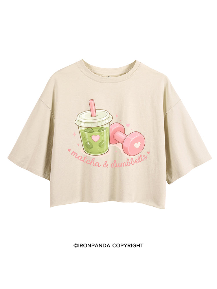 MATCHA & DUMBBELLS MATCHA GYM LOVER CROP TOPS