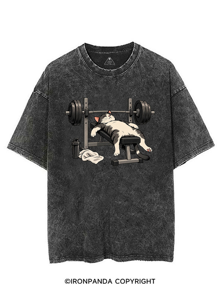 TIRED GYM CAT AFTER WORKOUT VINTAGE GYM SHIRT