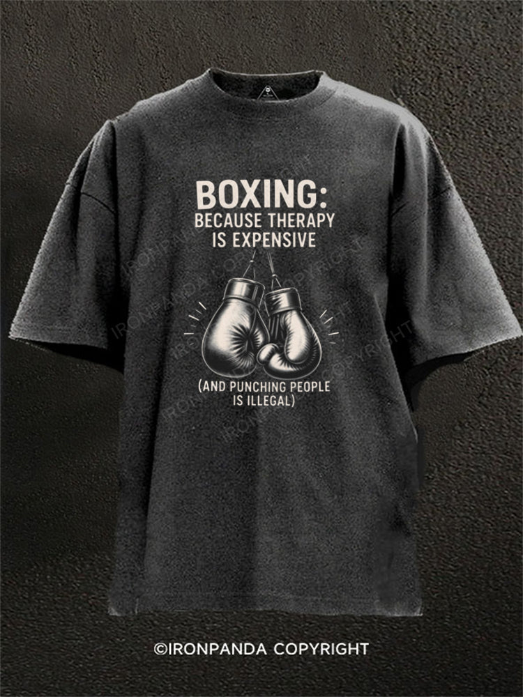 Boxing Because Therapy Is Expensive Washed Gym Shirt