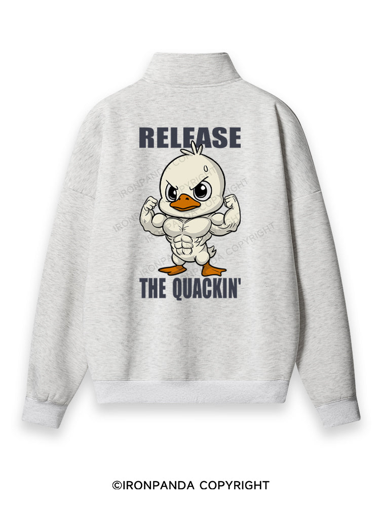 release the quackin' Back Printed Quarter-Zip Fleece Sweatshirt