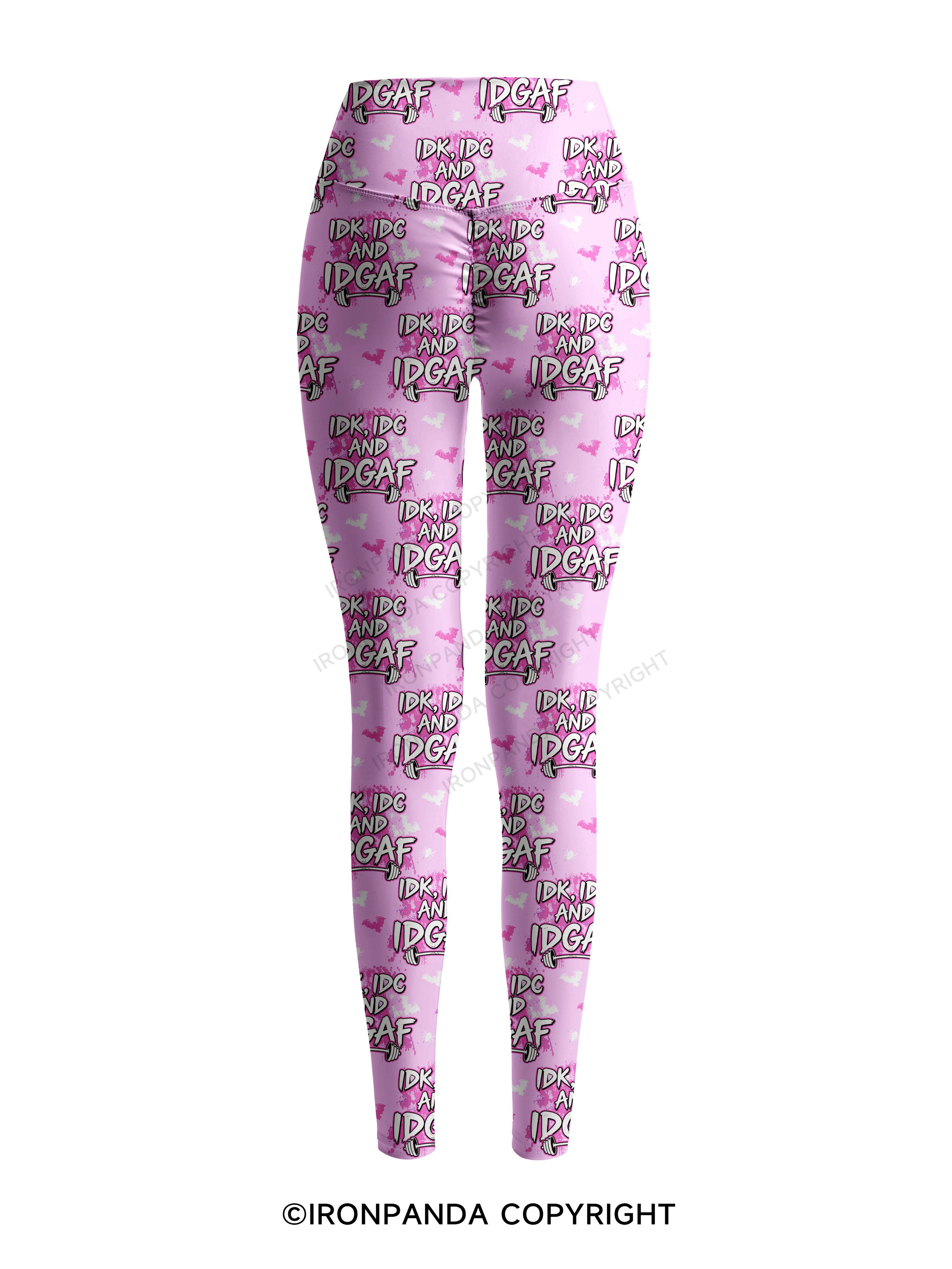 IDK, IDC AND IDGAF Printed Yoga Pants