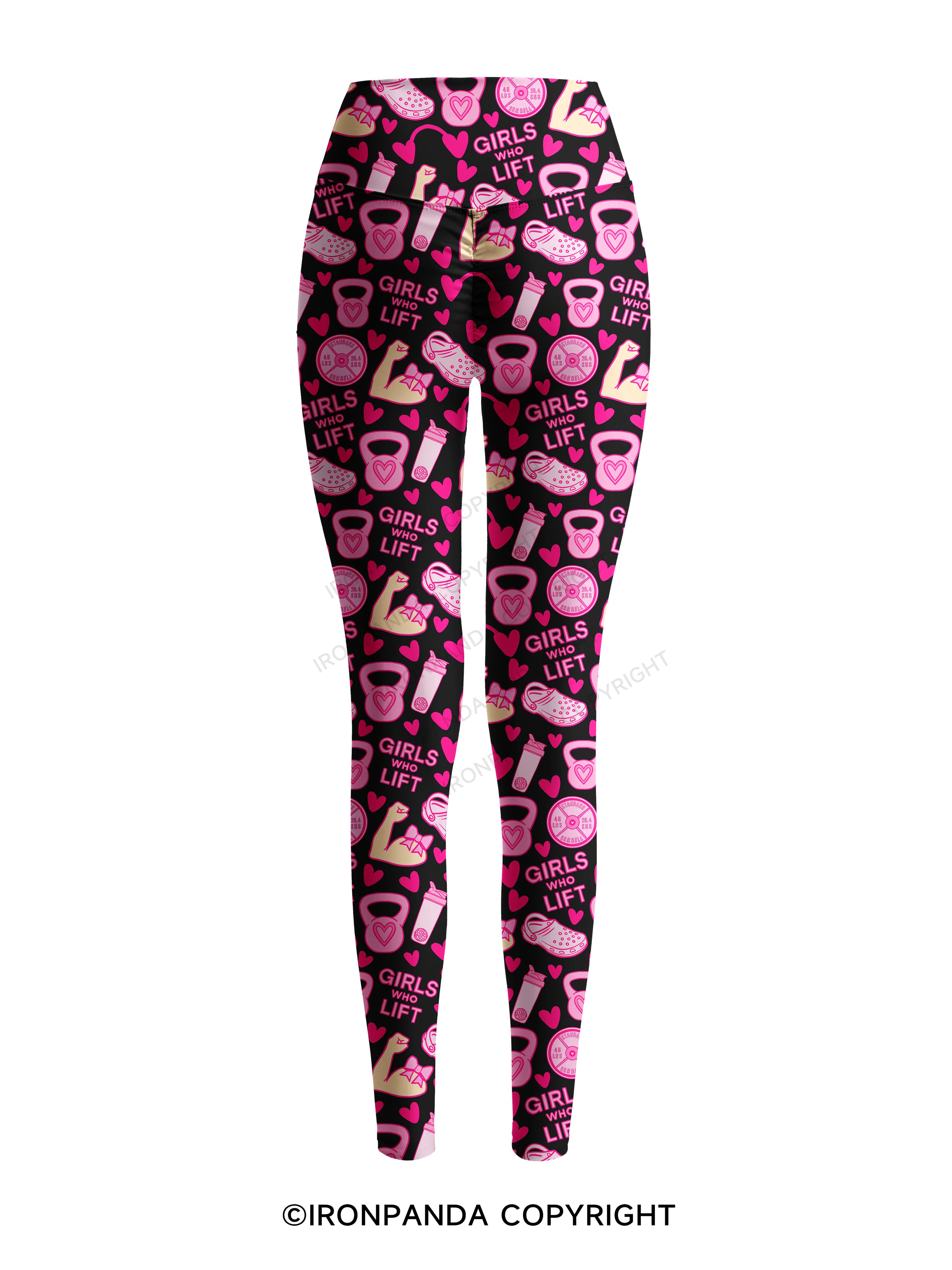 GIRLS WHO LIFT PINK GYM STYLE Printed Yoga Pants