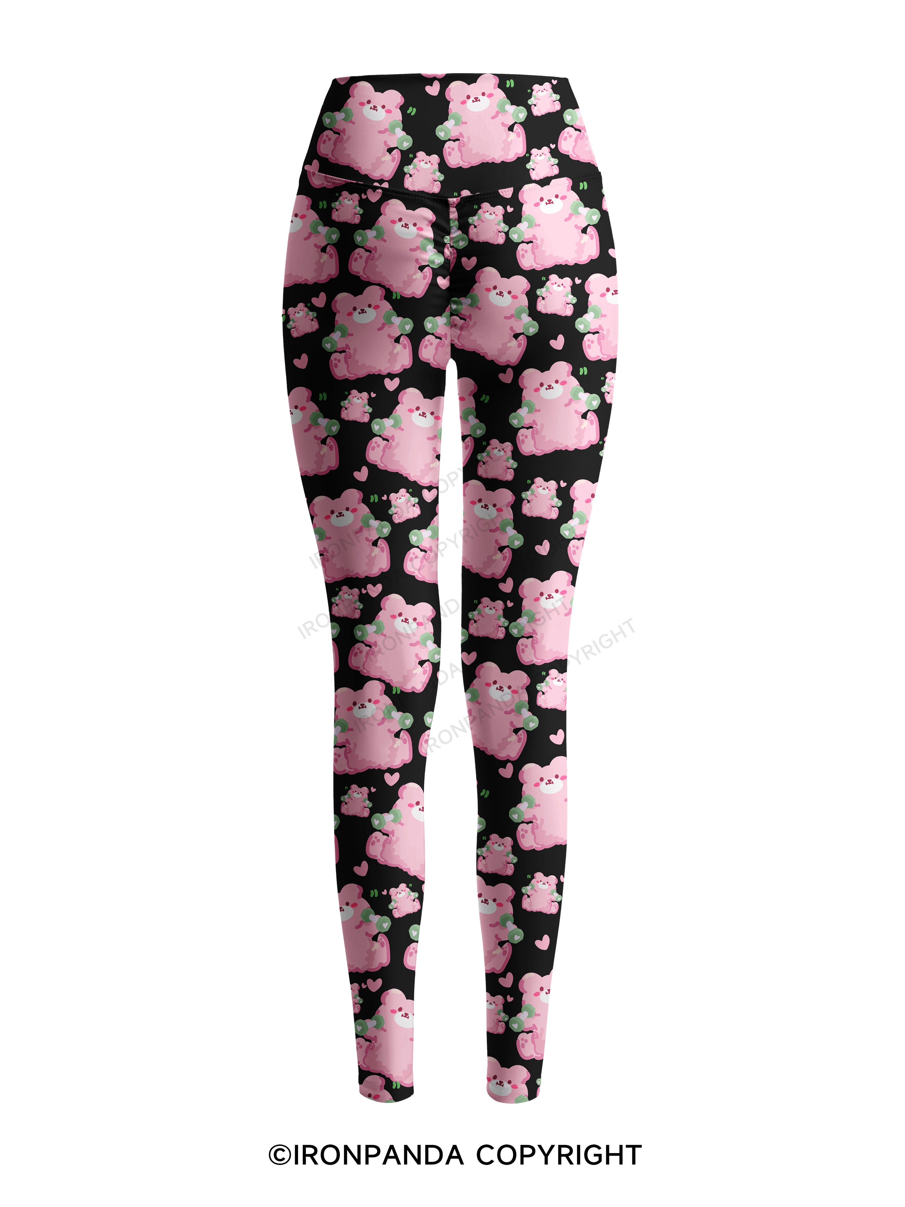 Pink Workout Bears Printed Yoga Pants