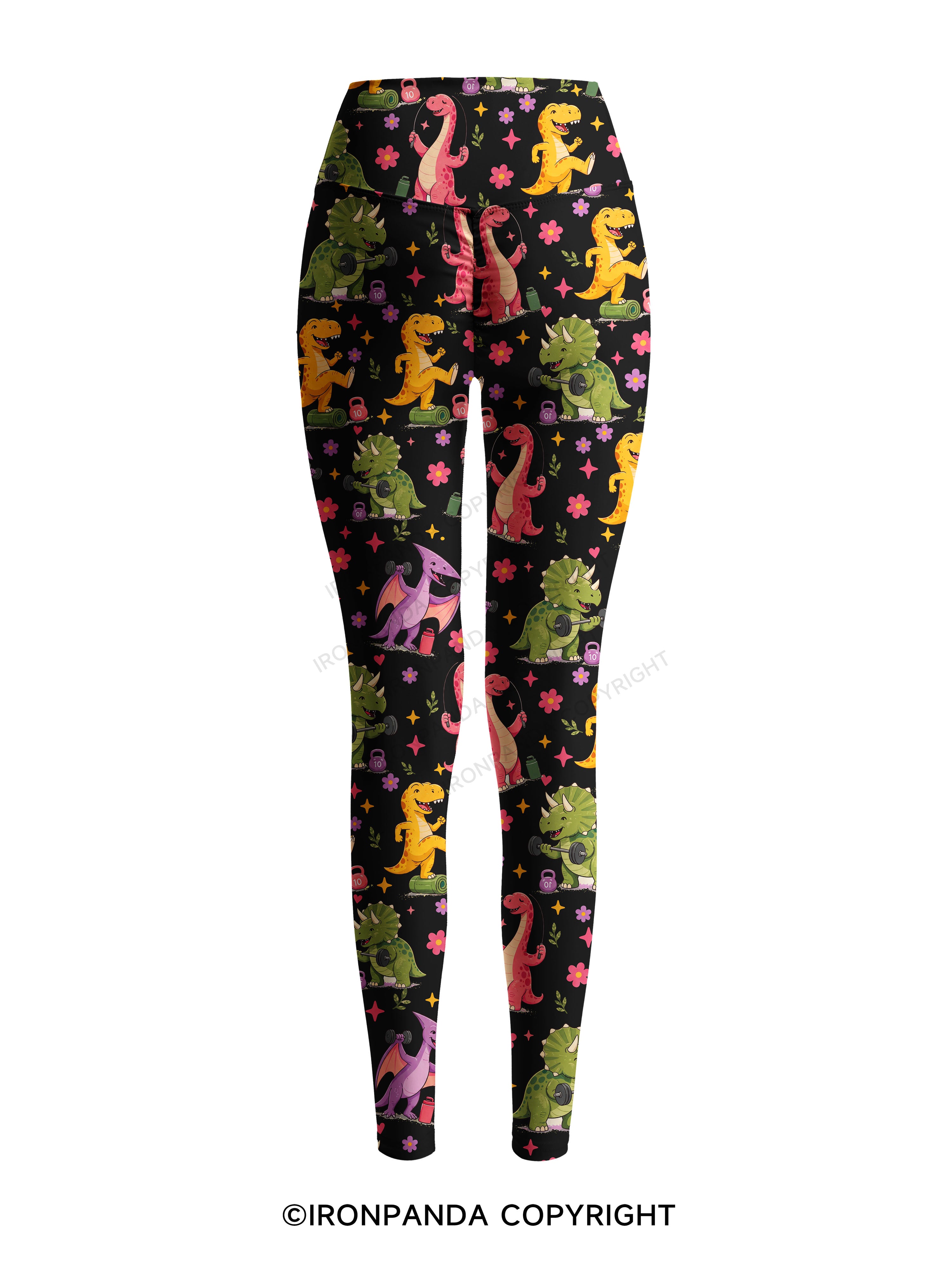 DINOSAURS DIDN'T EXERCISE. WE ALL SAW HOW THAT ENDED Printed Yoga Pants