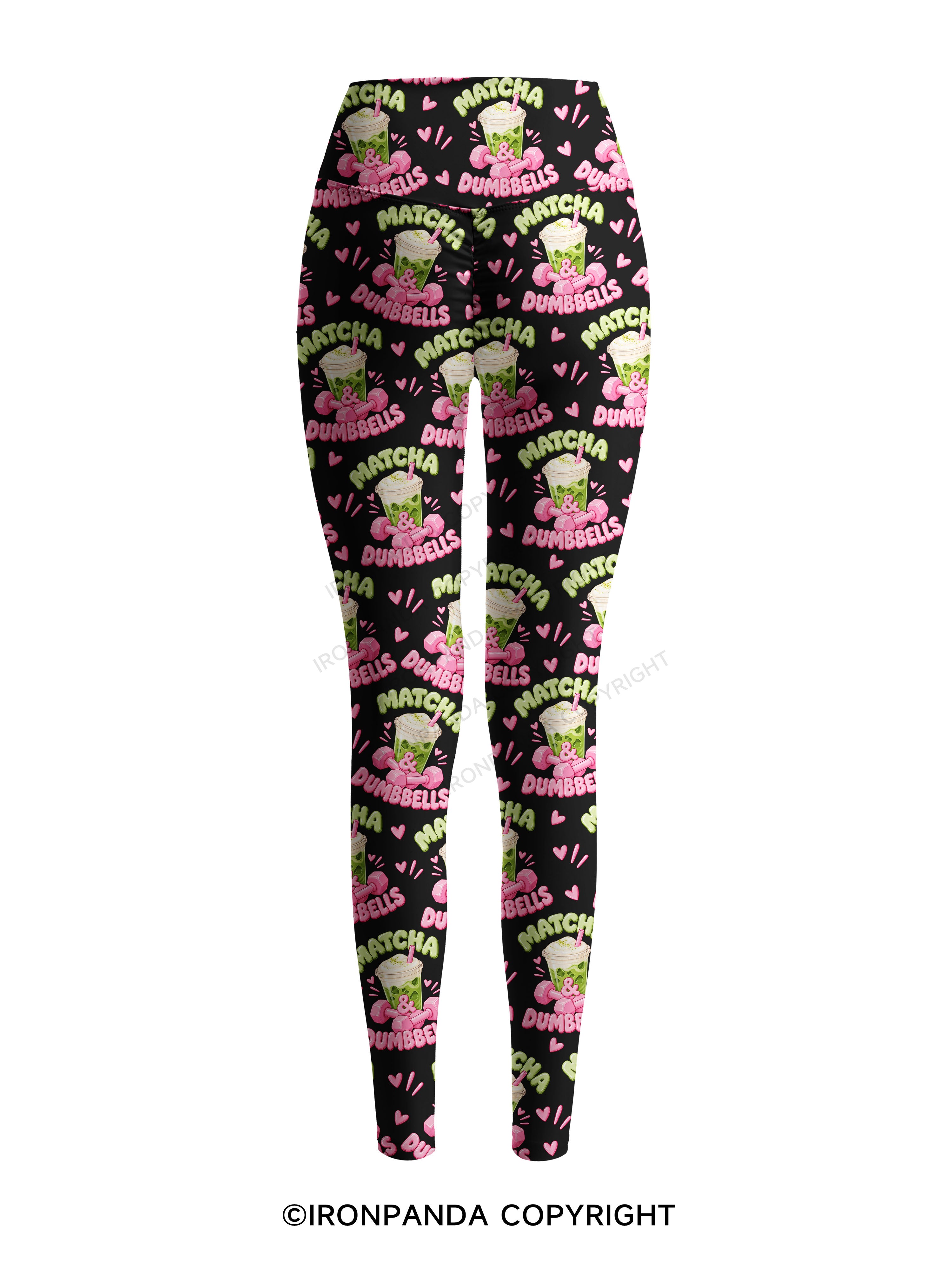 MATCHA & DUMBBELLS MATCHA GYM LOVER Printed Yoga Pants