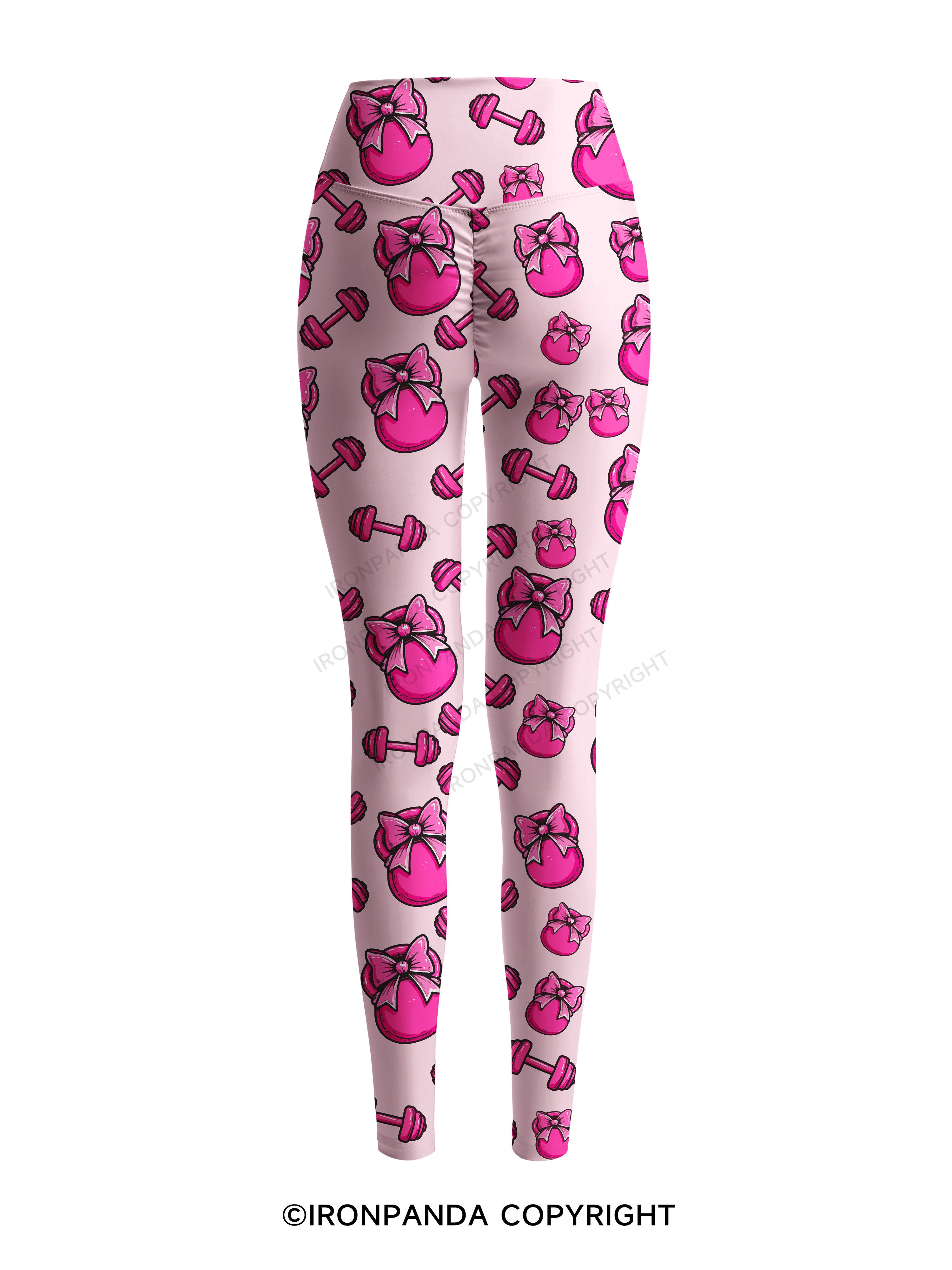 Pink Bow Gym Printed Yoga Pants