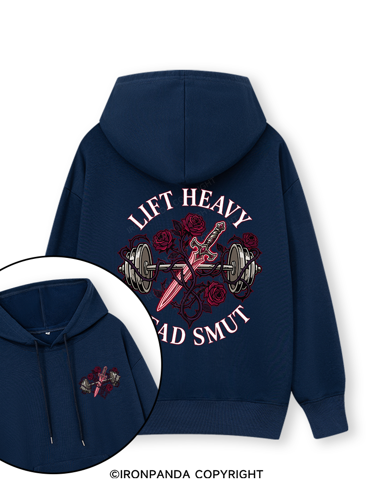 LIFT HEAVY READ SMUT Double-Sided Printed Classic Gym Hoodie