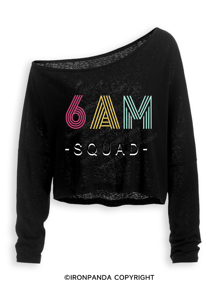 6 AM SQUAD Off Shoulder Long Sleeve Crop Top
