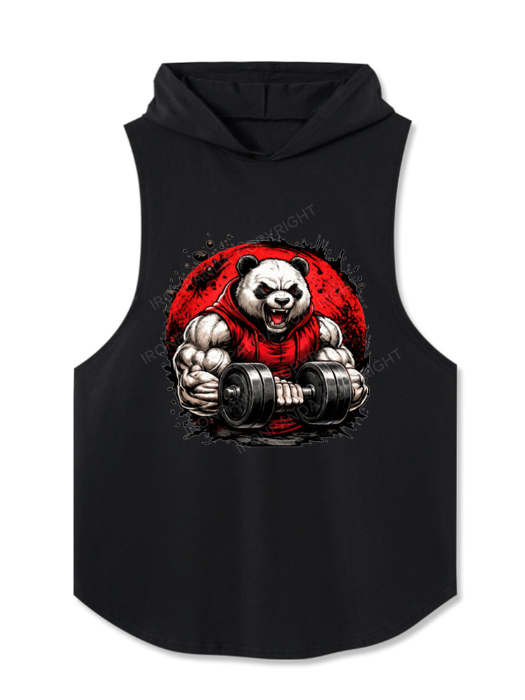 Buff Panda Lifting Weights Hooded Tank