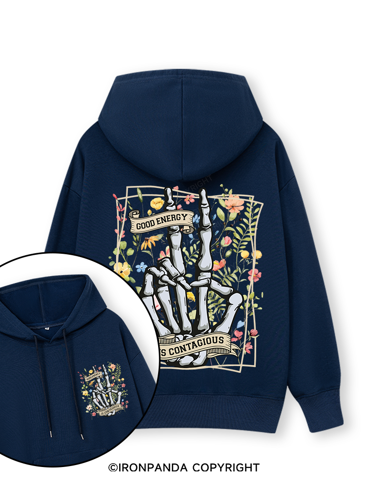 GOOD ENERCY IS CONTAGIOUS Double-Sided Printed Classic Gym Hoodie
